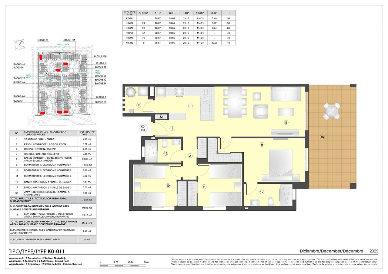 Wohnungen mit 3 Schlafzimmern, 2 Bädern, Tiefgaragenstellplatz und Gemeinschaftspool nur 500 m vom Strand