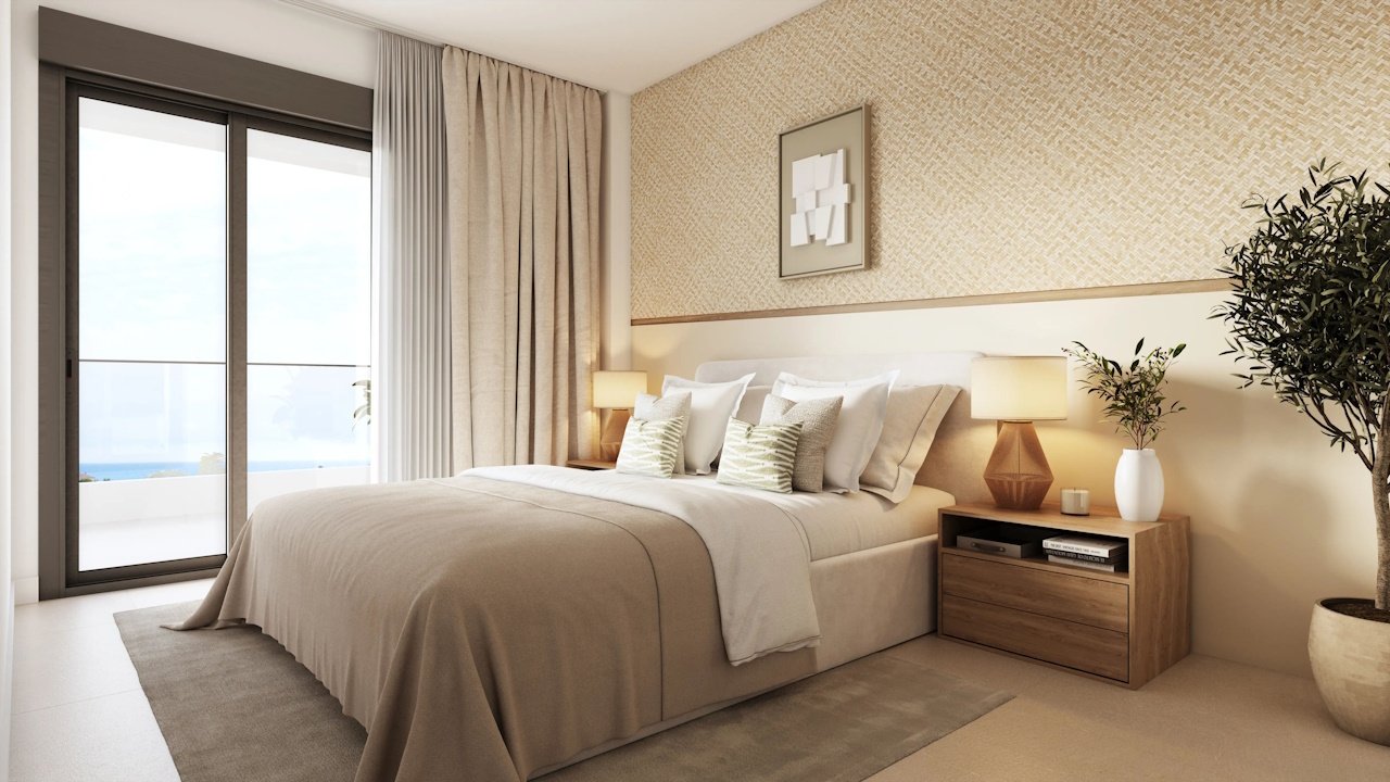 Appartements mit 1 Schlafzimmer, 1 Bad, Klimaanlage, Fußbodenheizung in Bädern, Kfz-Stellplatz und Gemeinschaftspool nur 500 m vom Strand