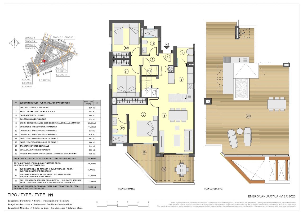 Obergeschoss-Wohnungen mit 3 Schlafzimmern, 2 Bädern, Dachterrasse, Tiefgaragenstellplatz, Gemeinschaftspools und beheizten Whirlpools