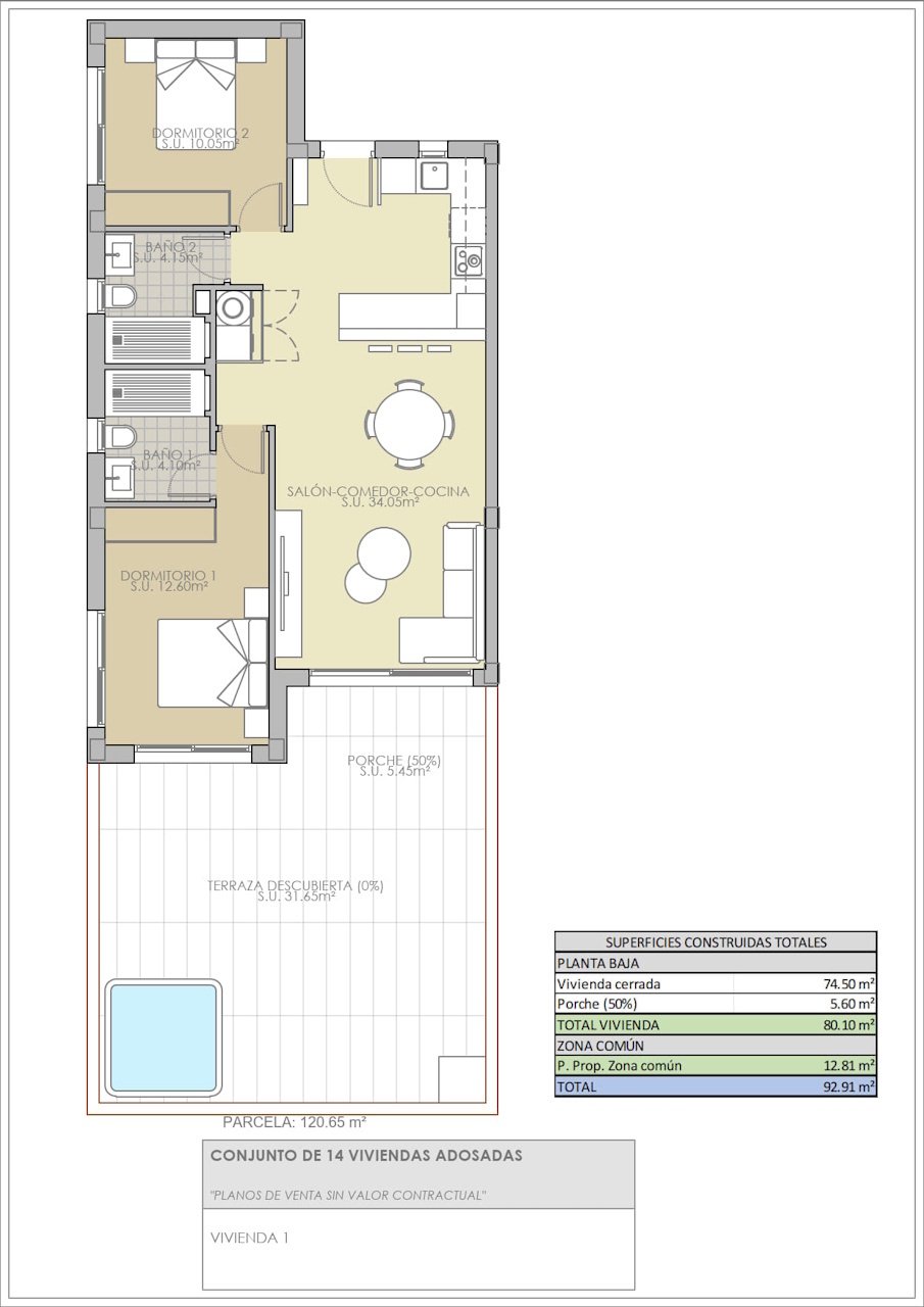 Erdgeschoss-Wohnungen mit 2 Schlafzimmern, 2 Bädern, Vorinstallation Klimaanlage, Fußbodenheizung in Bädern und optionalem Whirlpool