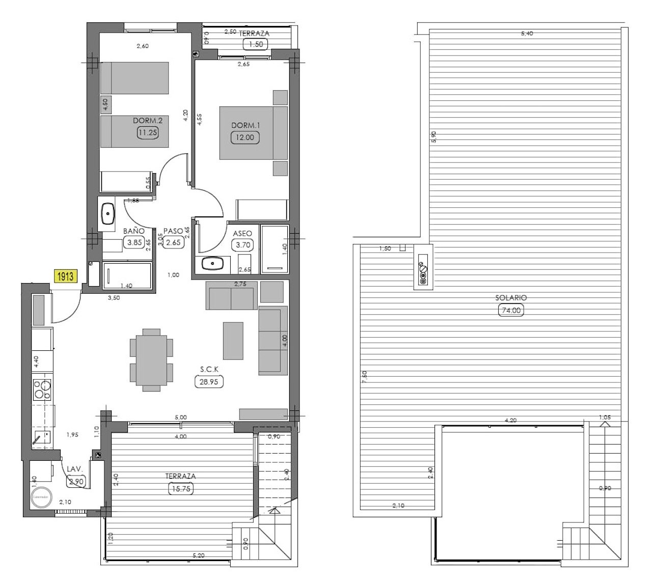 Obergeschoss-Wohnungen mit 2 Schlafzimmern, 2 Bädern, Dachterrasse, Klimaanlage und Gemeinschaftspool im wunderschönen La Finca Golf Komplex