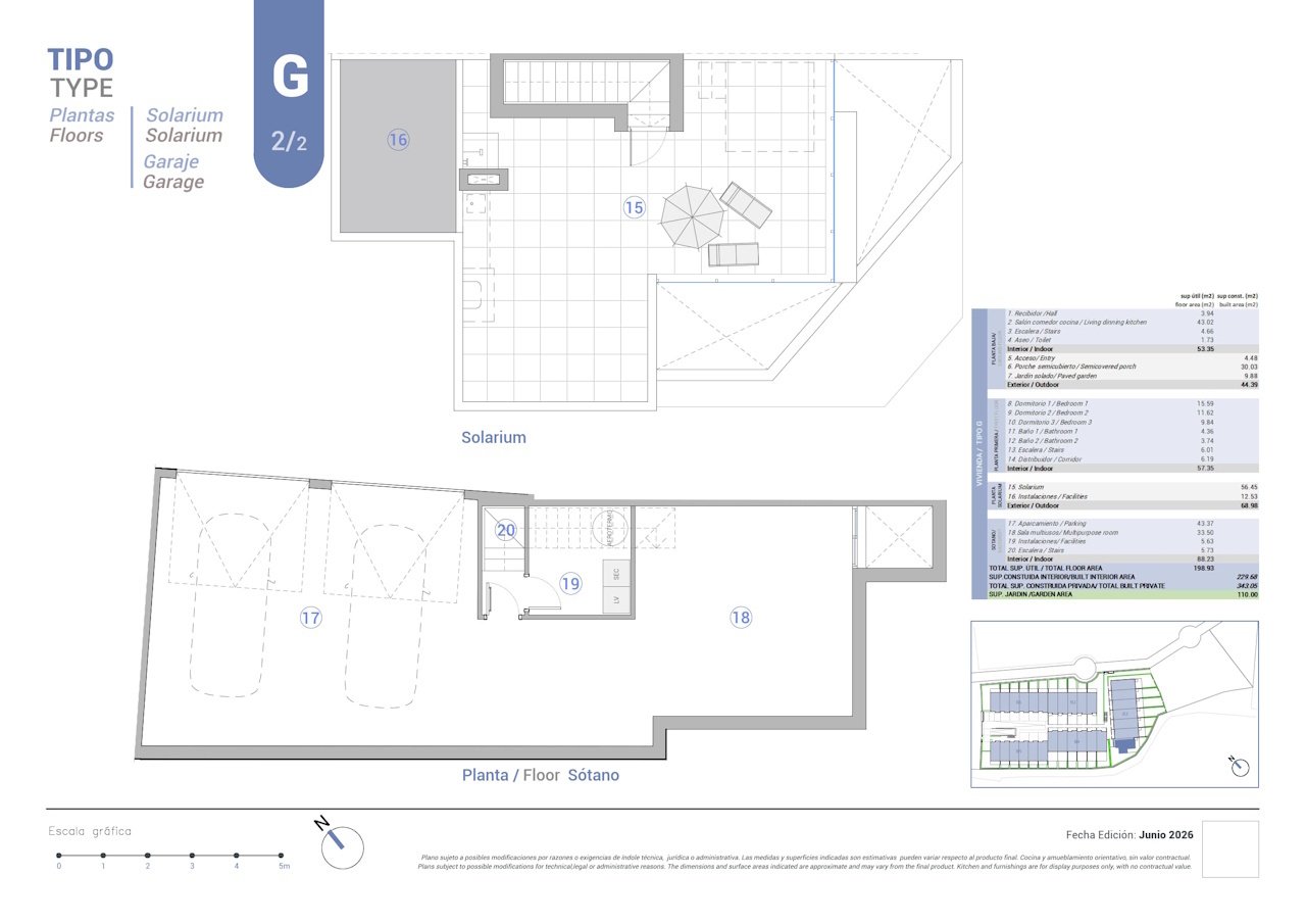 Reihenhäuser mit 3 Schlafzimmern, 2 Bädern, Gäste-WC, Keller/Garage, Meerblick und Gemeinschaftspool in exkusiver Anlage direkt am Meer