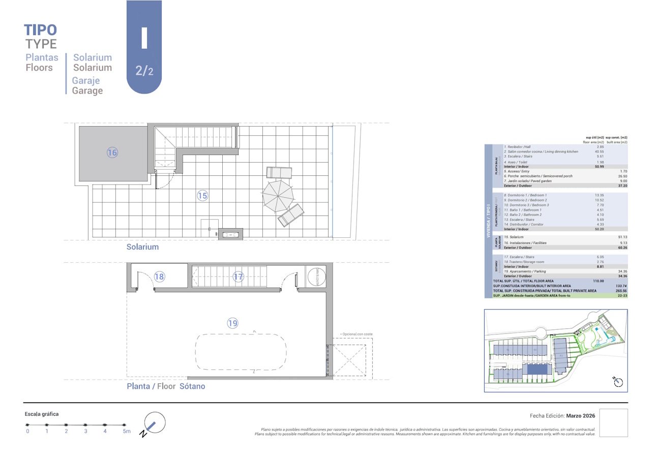 Reihenhäuser mit 3 Schlafzimmern, 2 Bädern, Gäste-WC, Keller/Garage, Meerblick und Gemeinschaftspool in exkusiver Anlage direkt am Meer