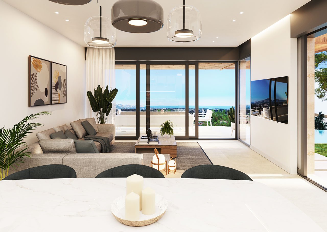 Eingeschossige Villen mit 2 Schlafzimmern, 2 Bädern, optionaler Dachterrasse, Klimaanlage, Meerblick, Kfz-Stellplatz und Privatpool