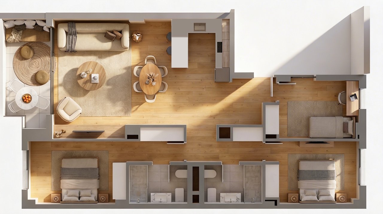 Appartements mit 3 Schlafzimmern, 2 Bädern, Klimaanlage und optionalem Tiefgaragenstellplatz im Zentrum von Palma de Mallorca