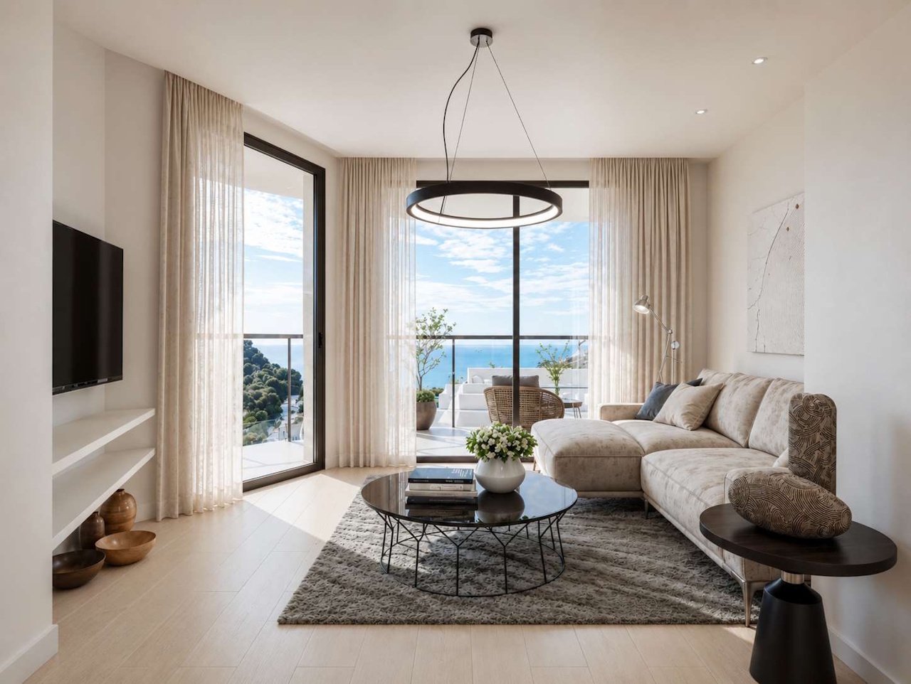 Penthouse-Wohnungen mit 2 Schlafzimmern, Klimaanlage, Fußbodenheizung in Bädern, Tiefgaragenstellplatz und Gemeinschaftspool nur 650 m vom Strand