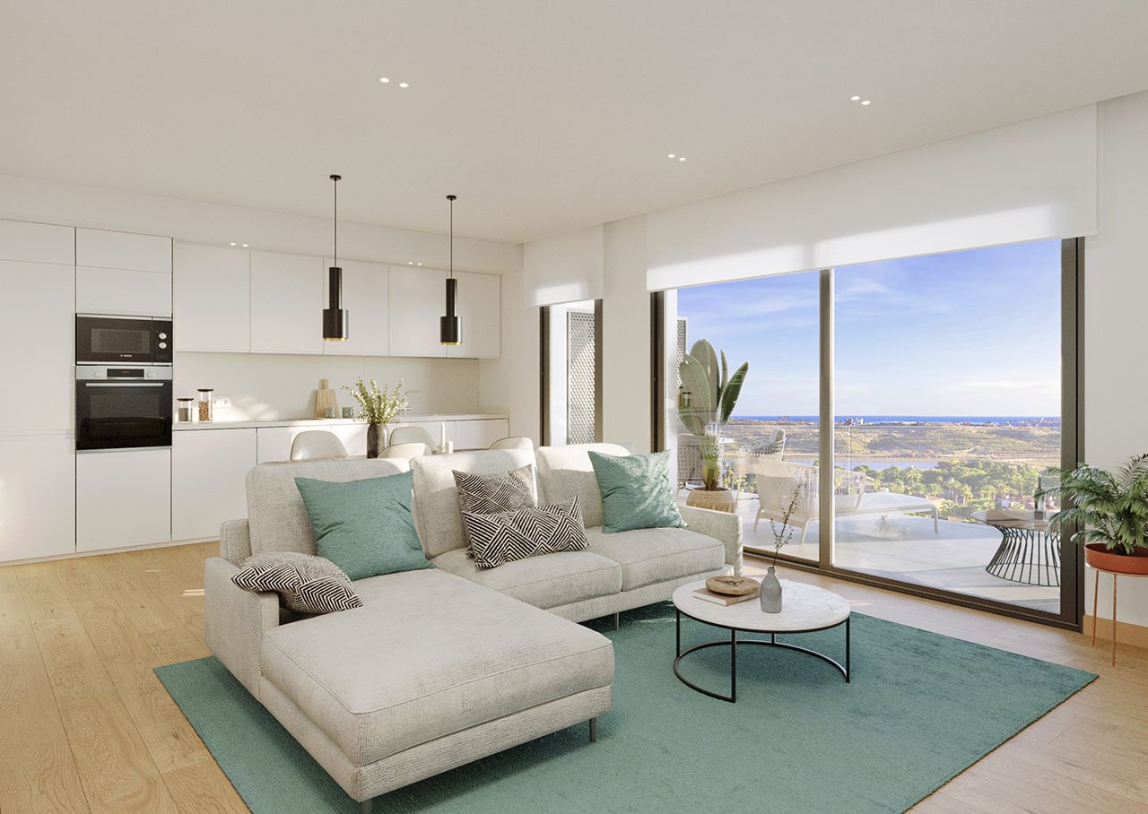 Penthouse-Wohnungen mit 3 Schlafzimmern, 2 Bädern, Klimaanlage, Meerblick, Gemeinschaftspool und Tiefgaragen-Stellplatz am Golfplatz von Bonalba