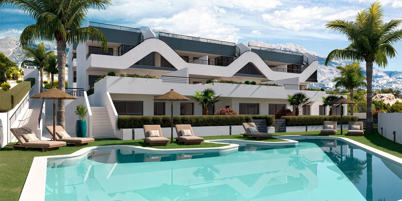 Fantastic apartments with 1 bedroom, 1 bathroom, air conditioning, private parking and communal pool