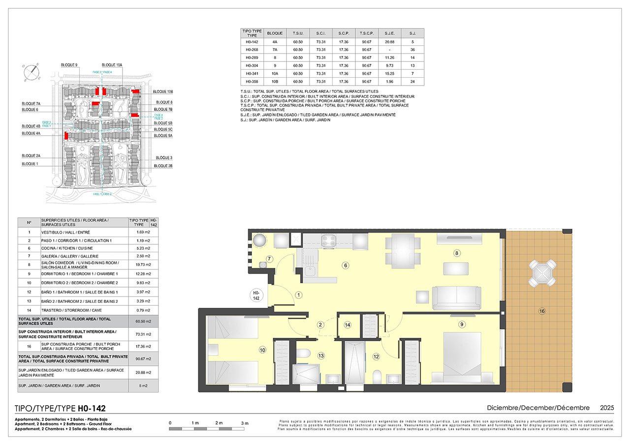 2 bed apartments with underground parking space and communal pool only 500 m from the beach