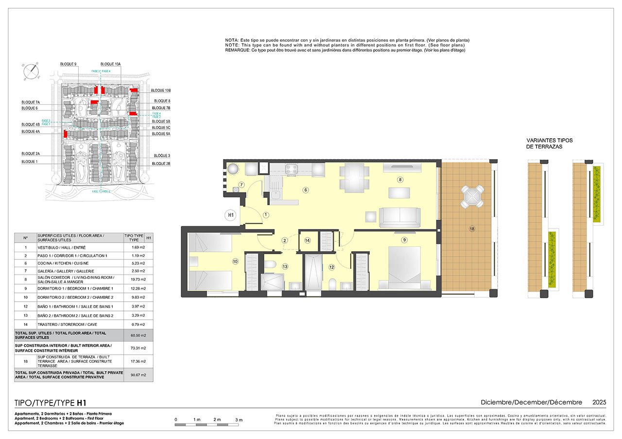 2 bed apartments with underground parking space and communal pool only 500 m from the beach