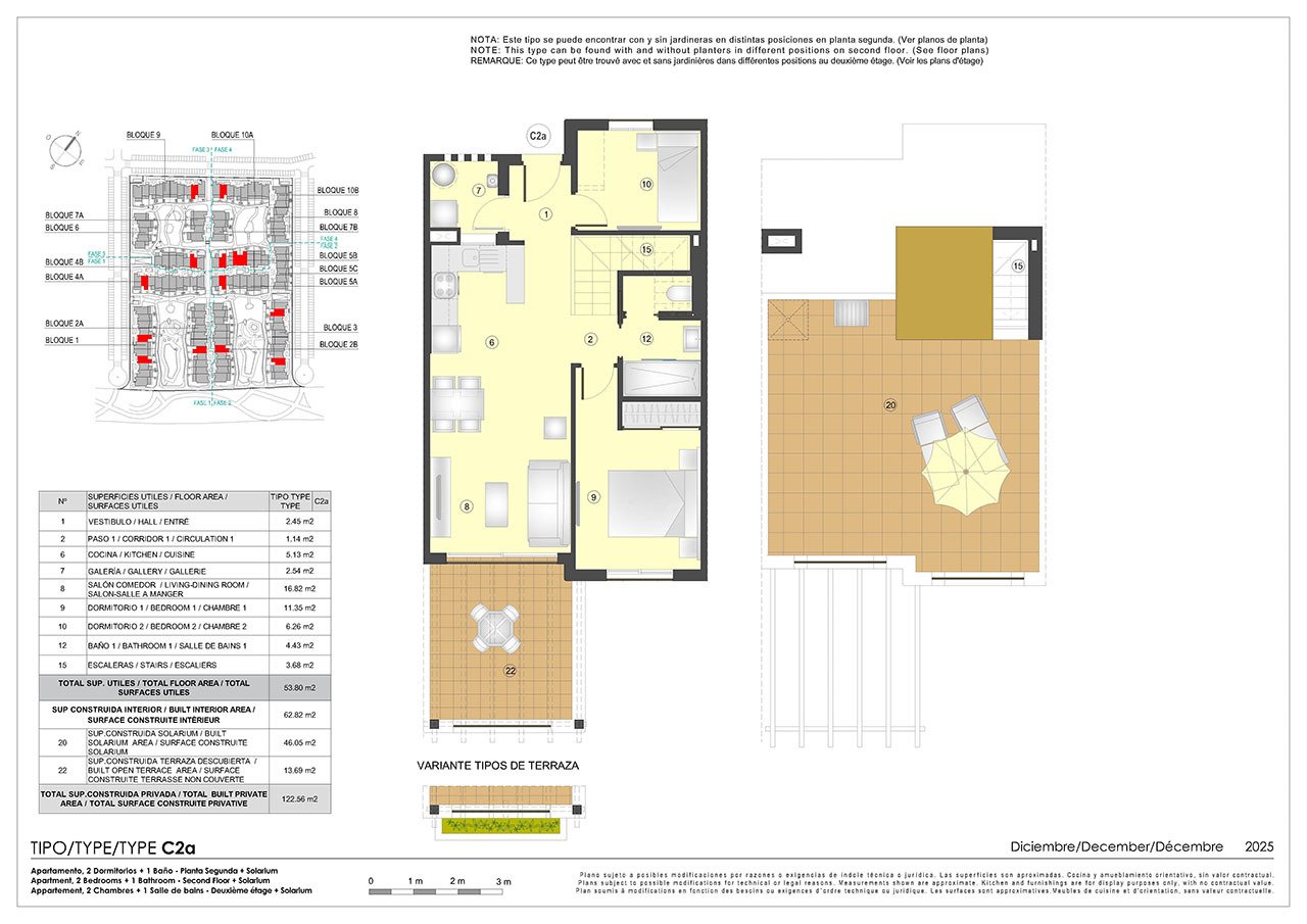 2 bed penthouses with roof terrace, underground parking space and communal pool only 500 m from the beach