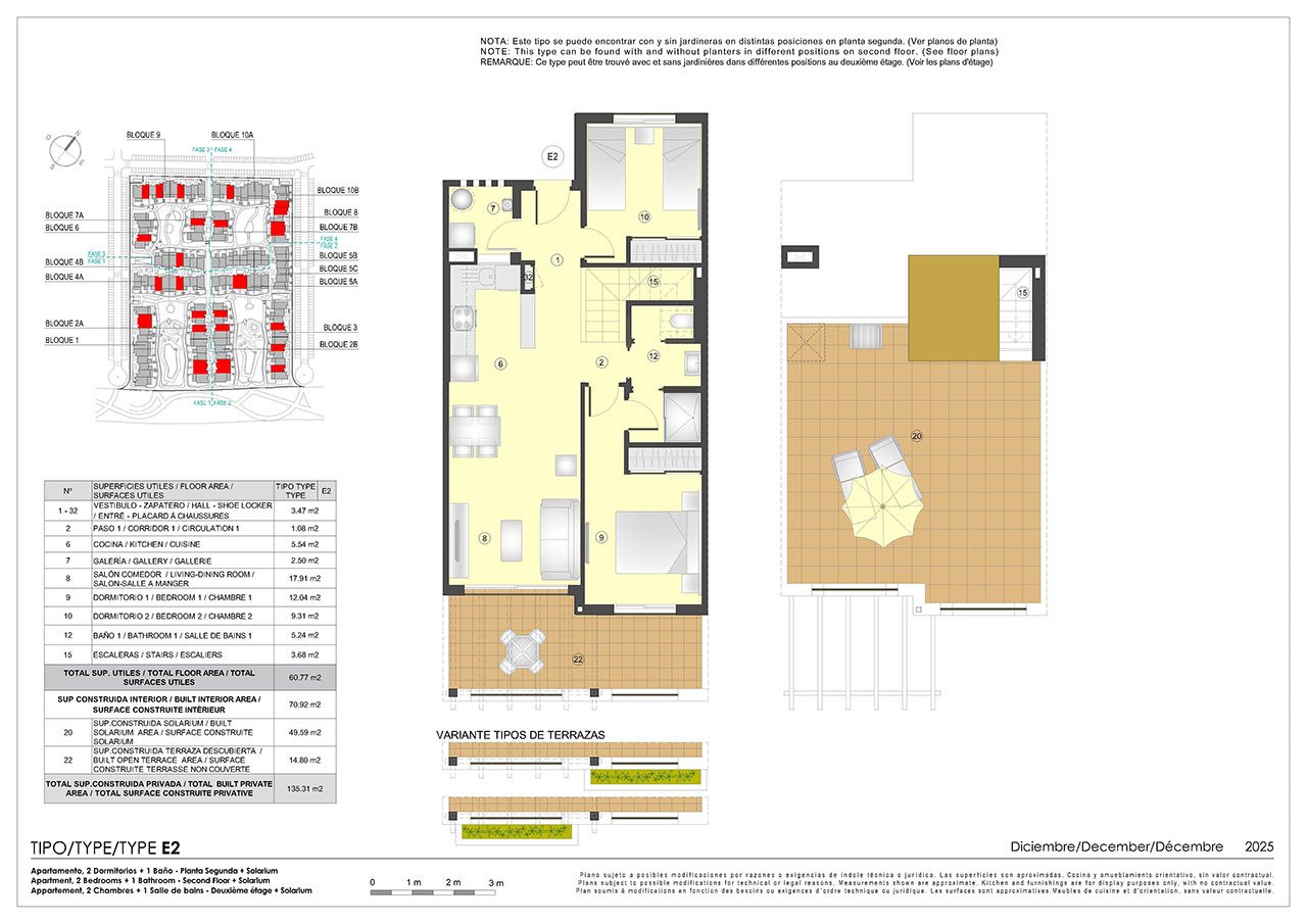 2 bed penthouses with roof terrace, underground parking space and communal pool only 500 m from the beach
