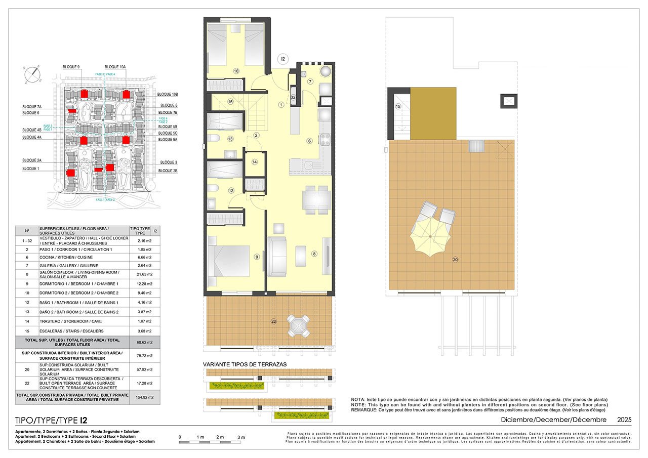 2 bed penthouses with roof terrace, underground parking space and communal pool only 500 m from the beach