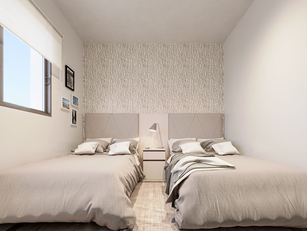 3 bed apartments with underground parking space and communal pool only 500 m from the beach