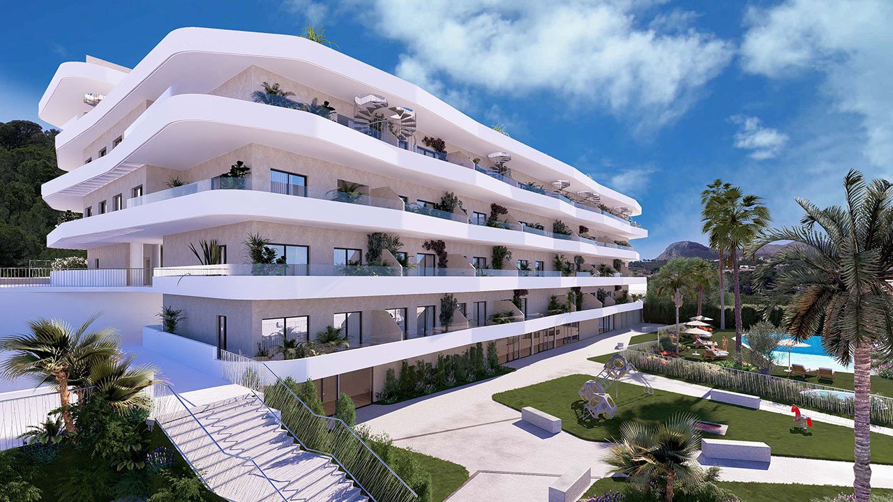 Penthouses with 2 bedrooms, 2 bathrooms, roof terrace, air conditioning, private parking and communal pool