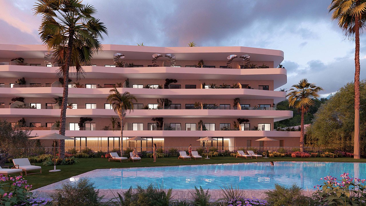 Apartments with 3 bedrooms, 2 bathrooms, air conditioning, private parking and communal pool