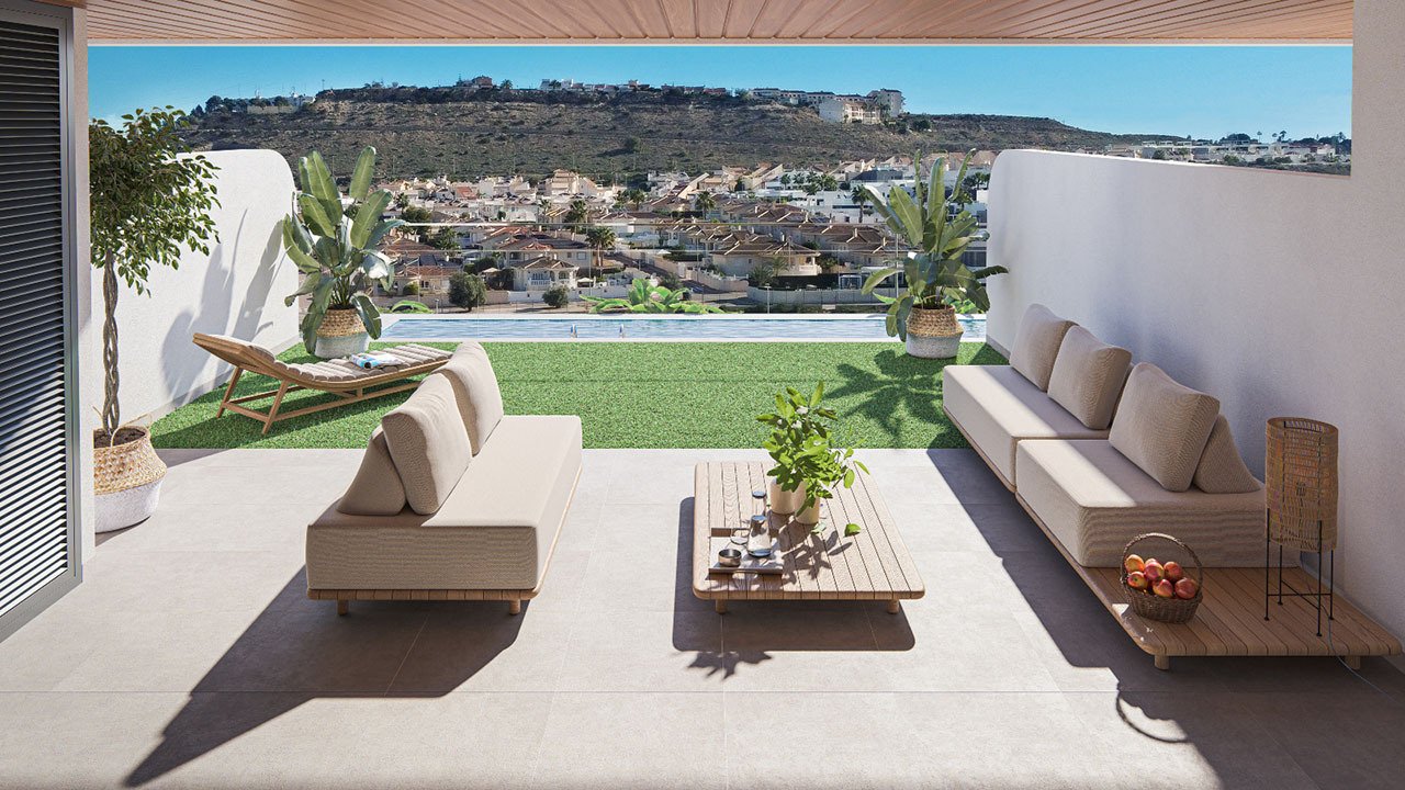 Apartments with 3 bedrooms, 2 bathrooms, private parking and communal pool