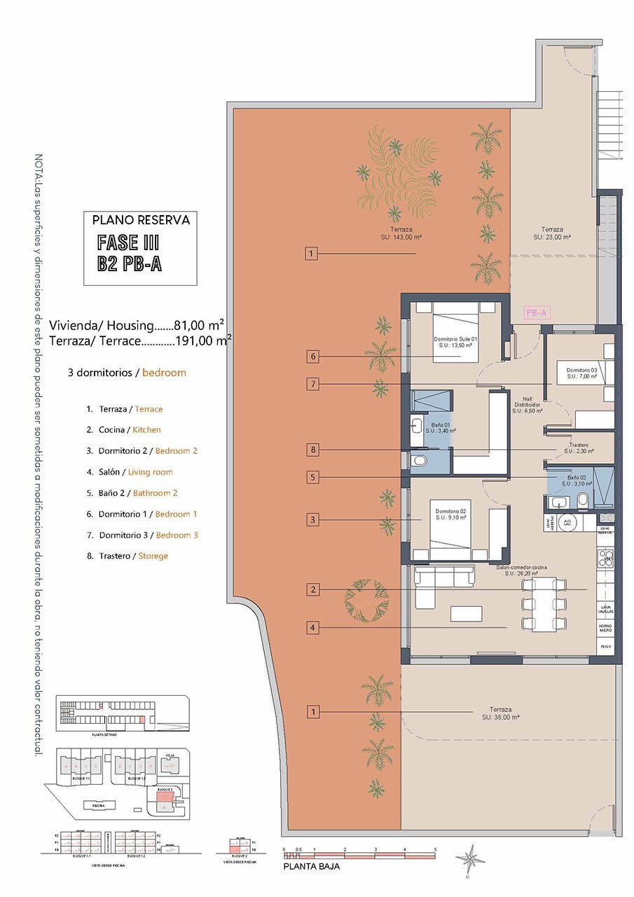 Apartments with 3 bedrooms, 2 bathrooms, communal pool and private parking at the La Serena Golfresort