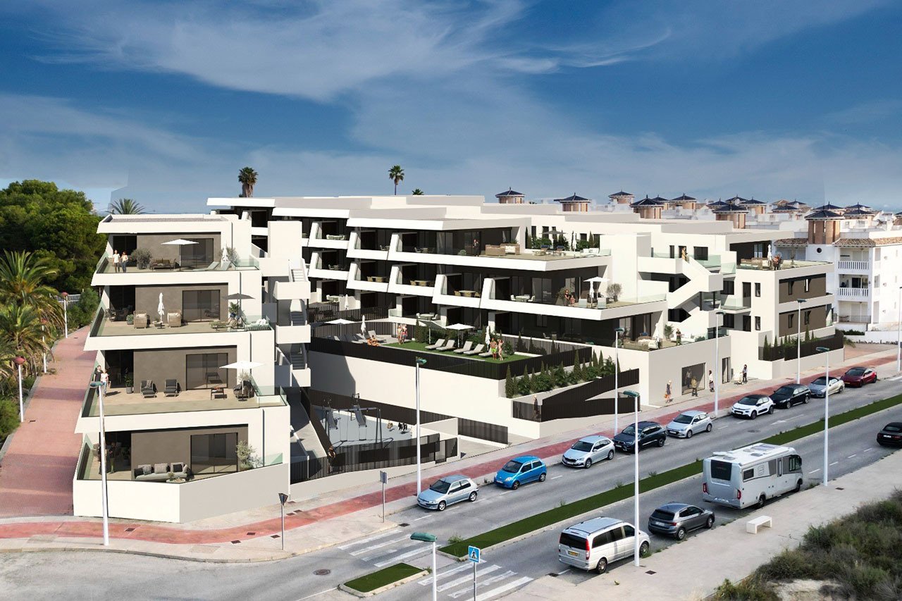 La Marina: Penthouses with 2 bedrooms, 2 bathrooms, roof terrace, furniture, sea views, parking in underground car park and communal pool 