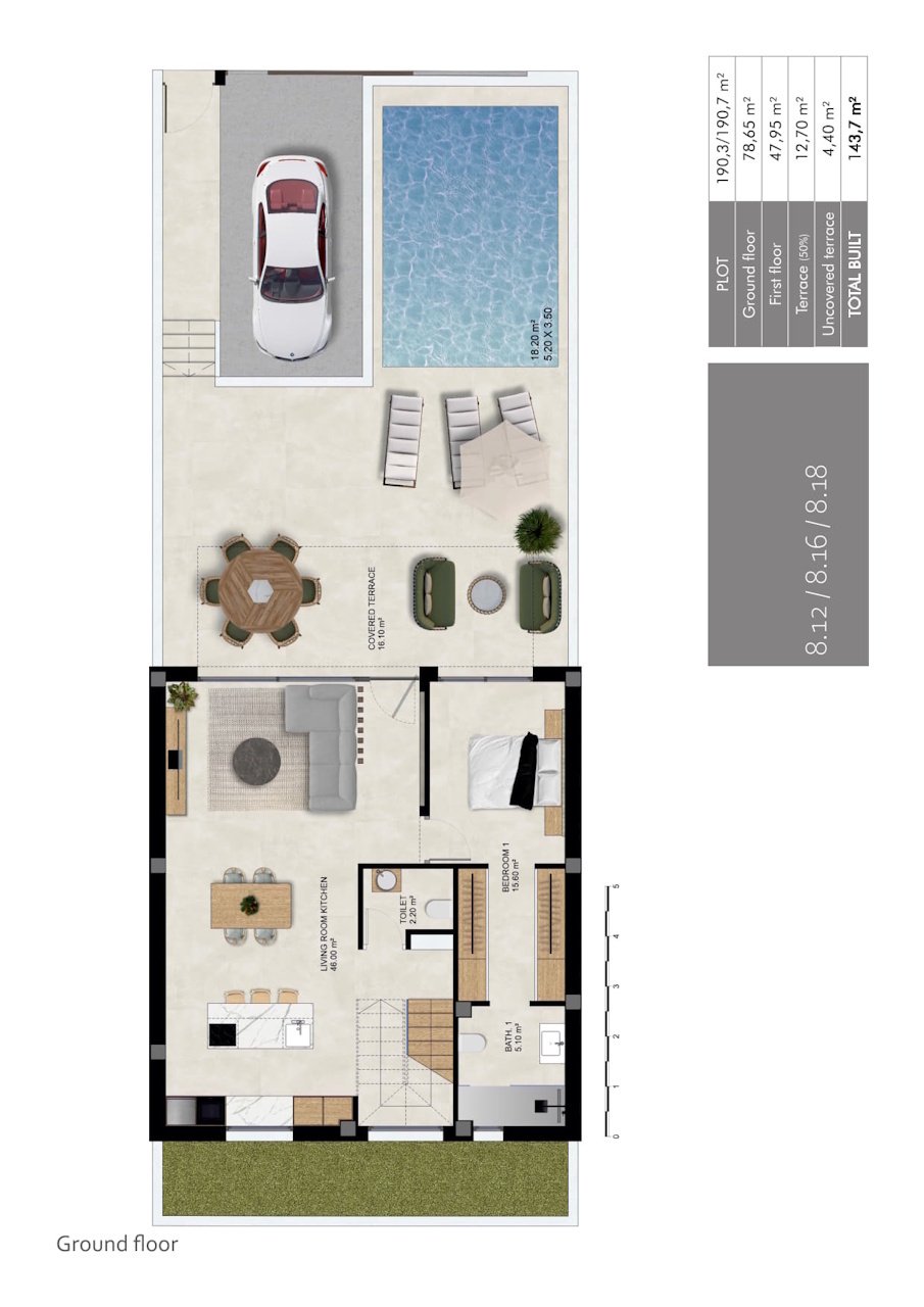 Spacious townhouses with 3 bedrooms, 2 bathrooms, 1 toilet, private pool and private parking