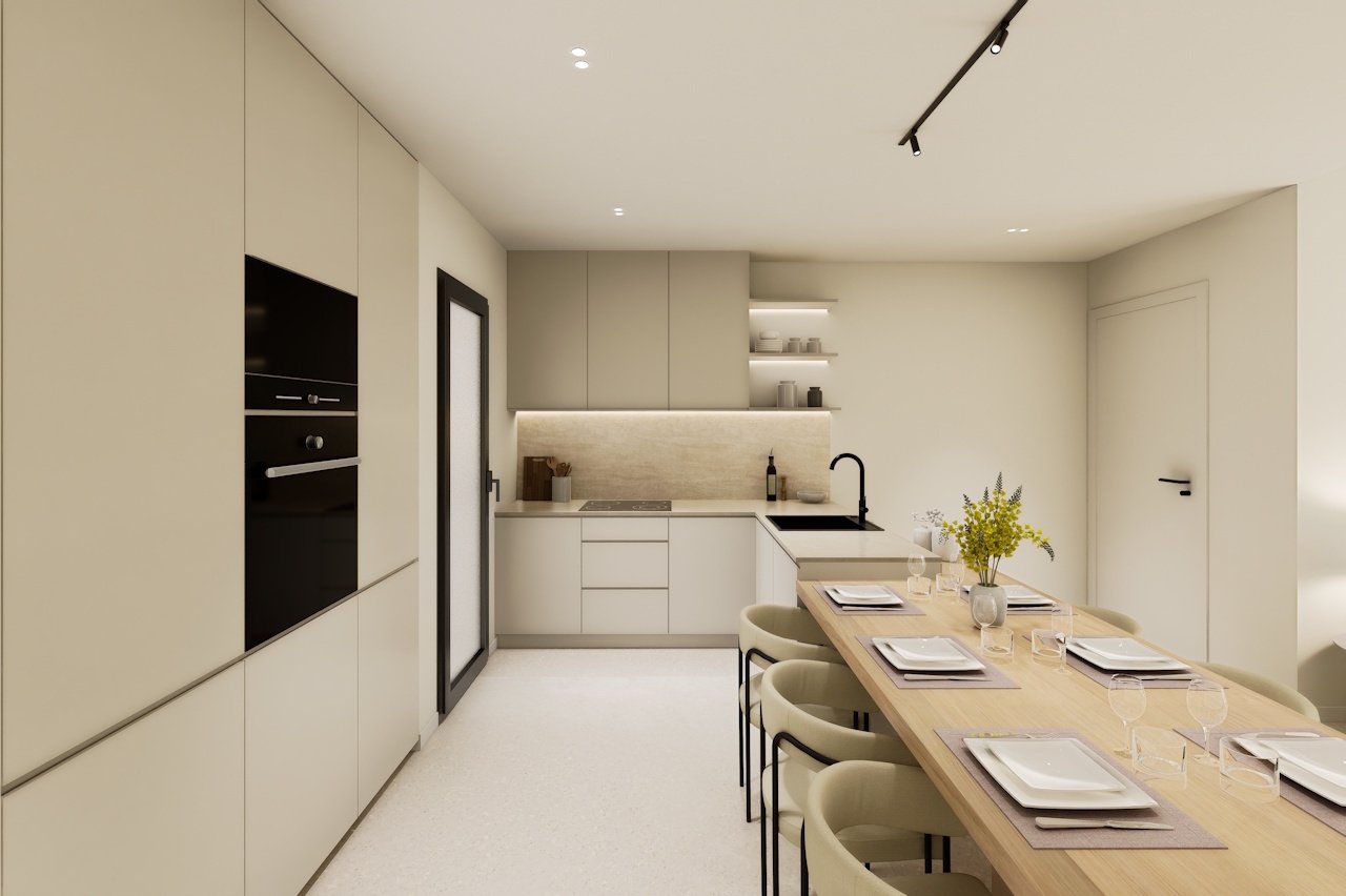 Ground floor apartments with 3 bedrooms, 2 bathrooms, underground parking space and communal pool beside Serena Golf