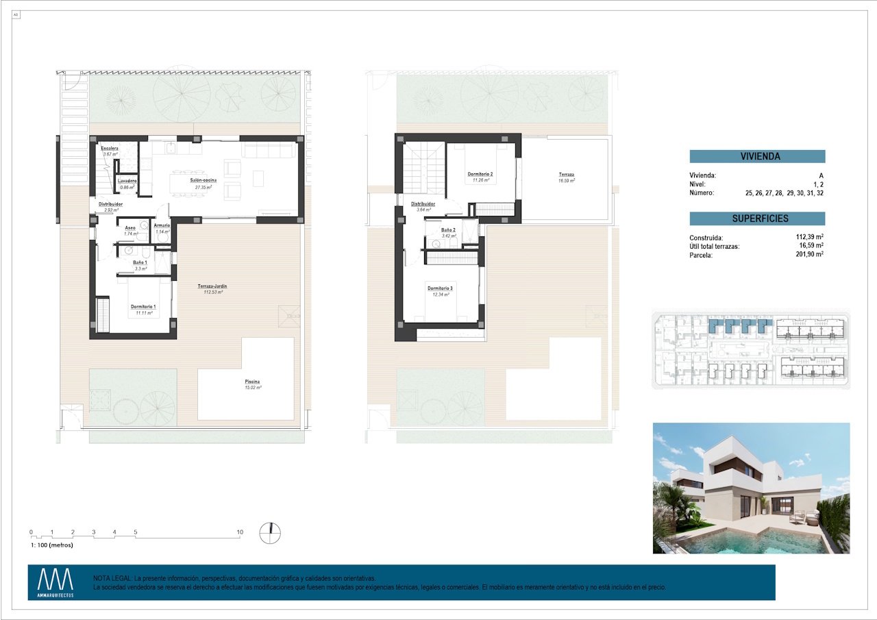 Villas with 3 bedrooms, 2 bathrooms, guest toilet, underground parking space and communal pool beside Serena Golf