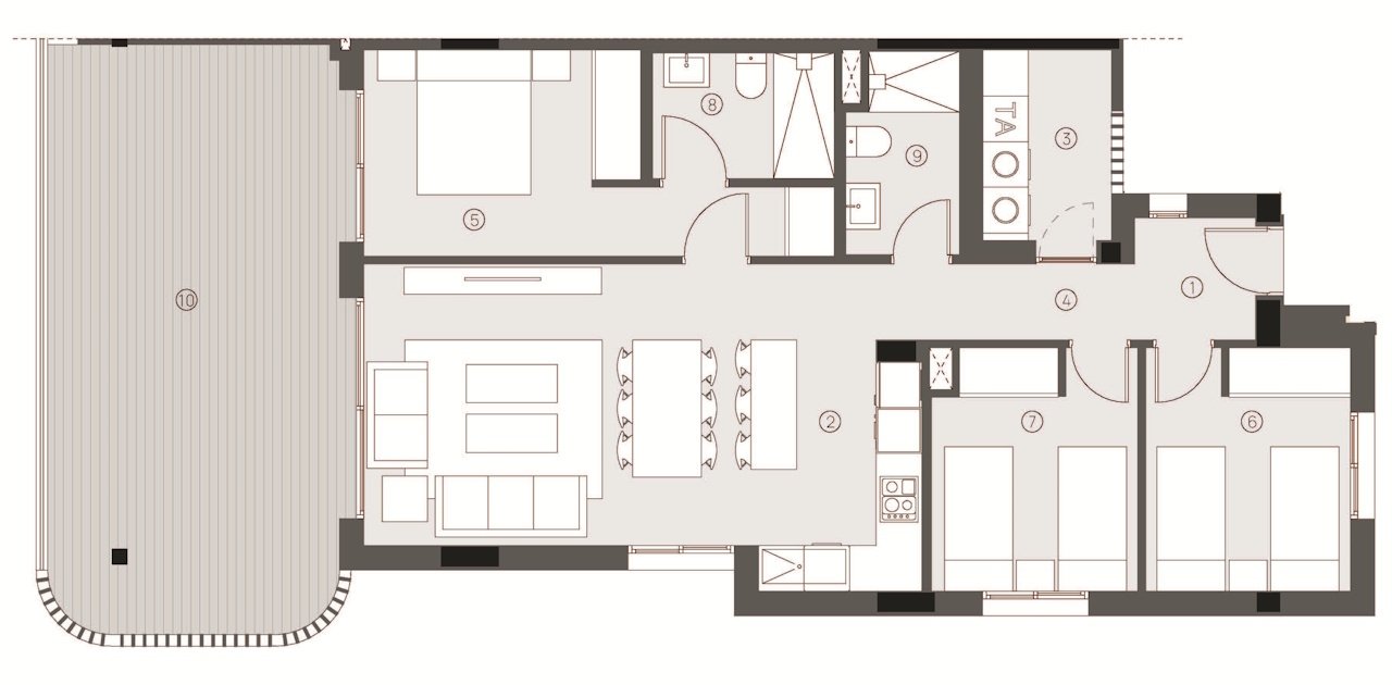 Apartments with 3 bedrooms, 2 bathrooms and private parking in a marvellous complex with gym, spa, sauna and communal pools