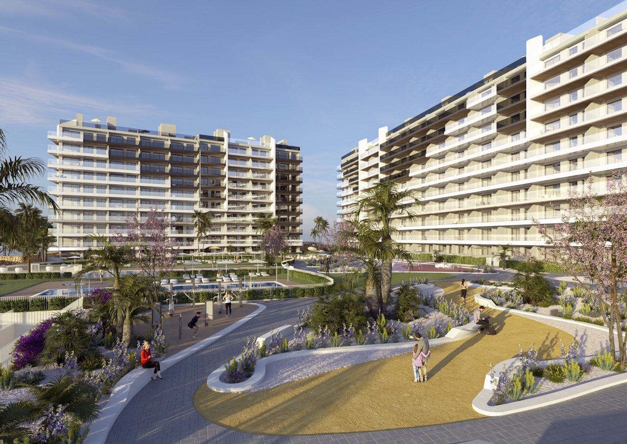 Penthouses with 2 bedrooms, air conditioning, underfloor heating in bathrooms and parking in underground car park only 400 m from the beach