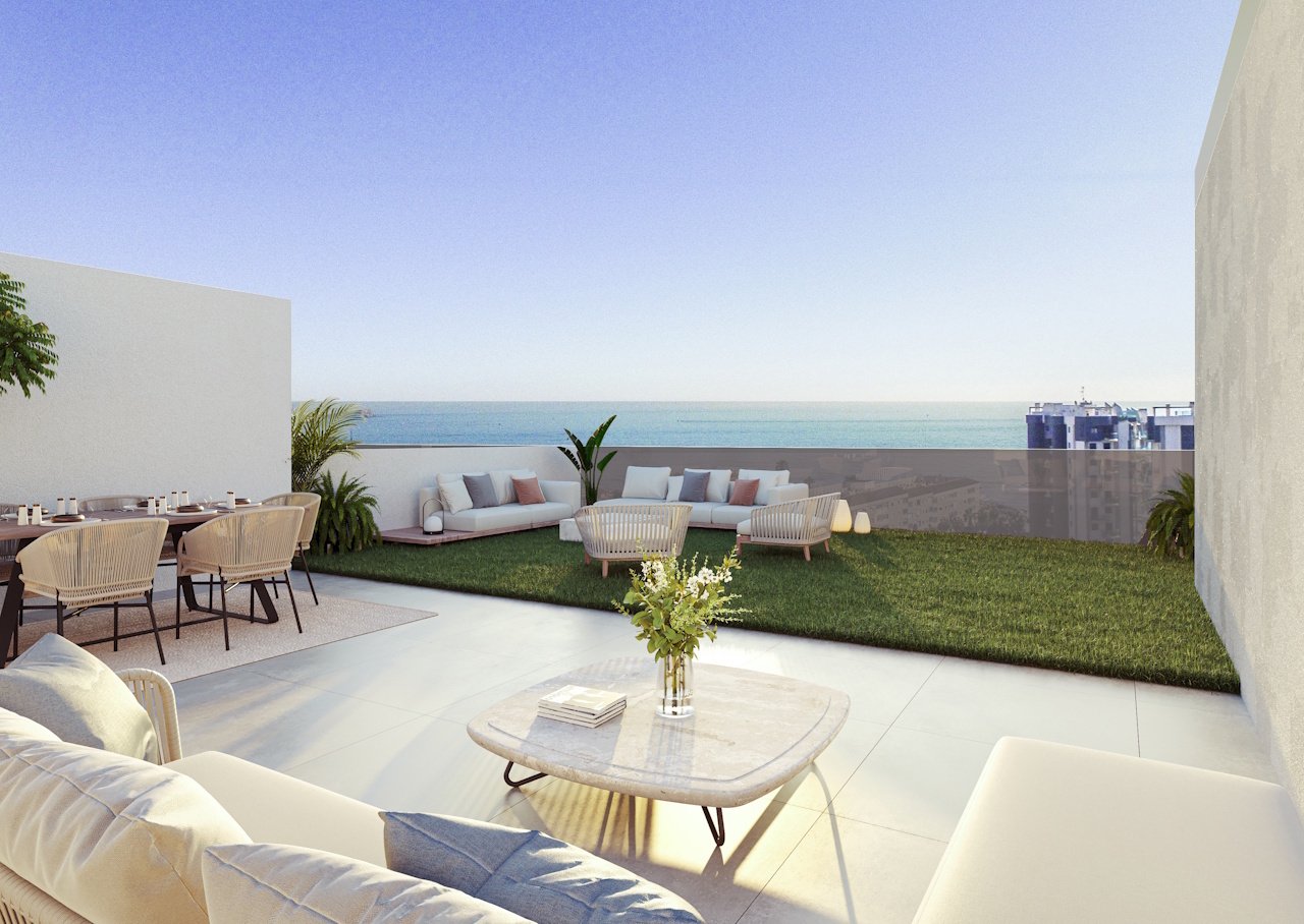 Penthouses with 2 bedrooms, air conditioning, underfloor heating in bathrooms and parking in underground car park only 400 m from the beach