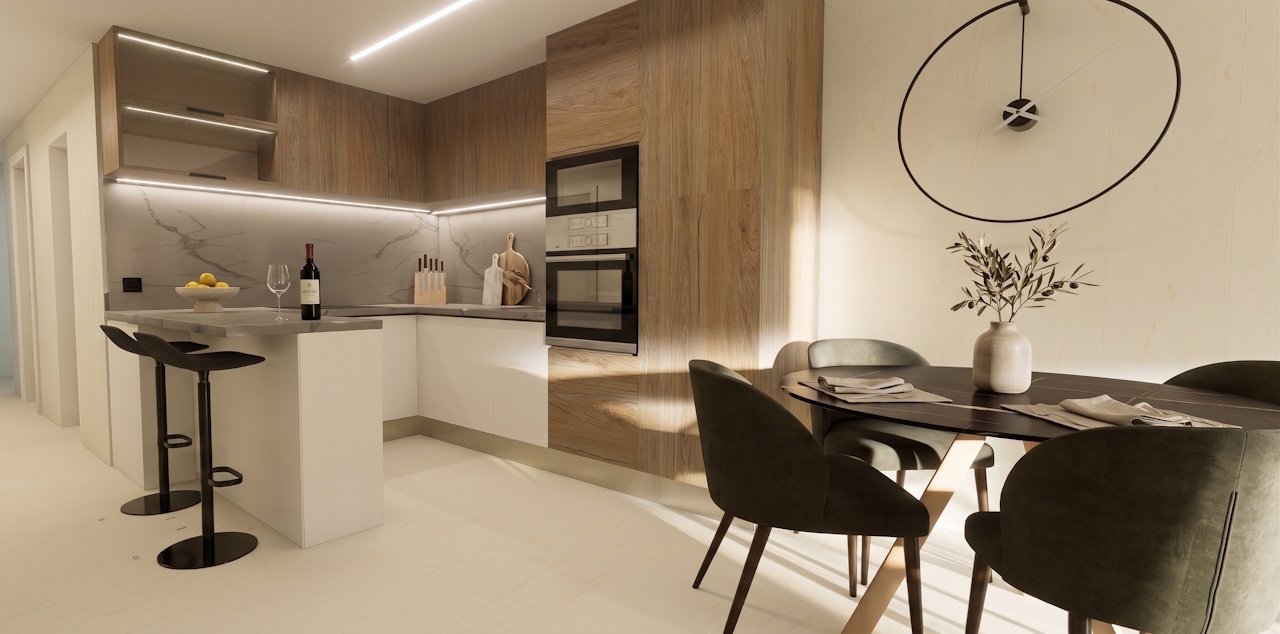 Apartments with 3 bedrooms and 2 bathrooms in a gated complex with communal pool and spa