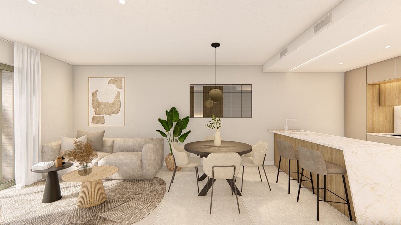 Penthouses with 3 bedrooms, air conditioning, private parking and communal pool, set within a beautiful golf resort just 500 metres from the beach