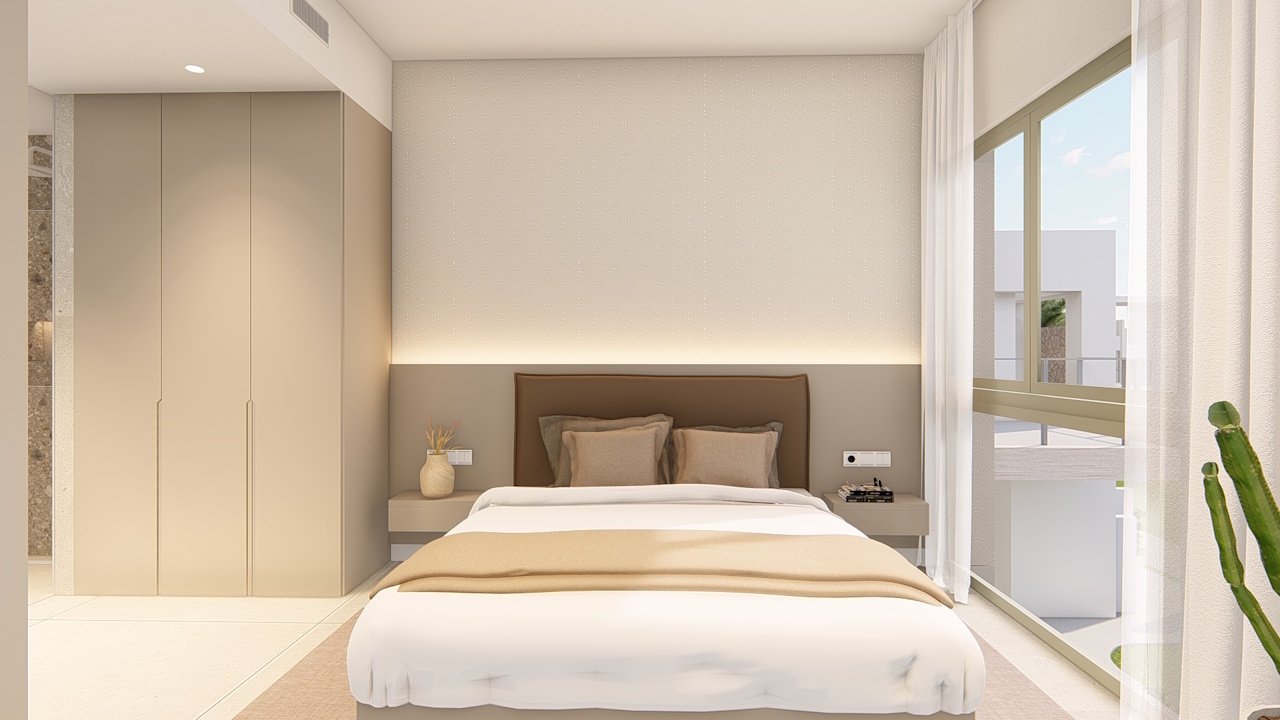 Penthouses with 3 bedrooms, air conditioning, private parking and communal pool, set within a beautiful golf resort just 500 metres from the beach