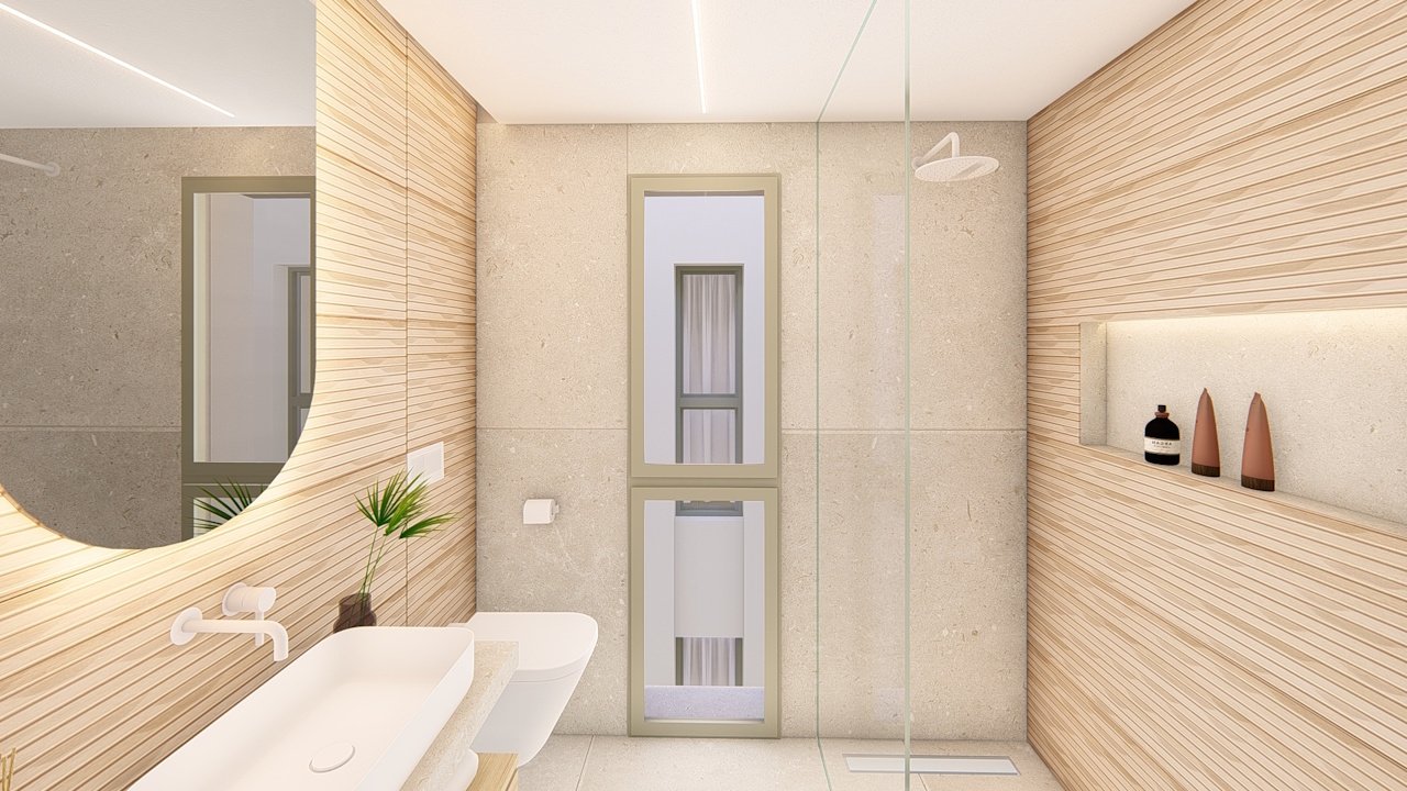 Penthouses with 3 bedrooms, air conditioning, private parking and communal pool, set within a beautiful golf resort just 500 metres from the beach