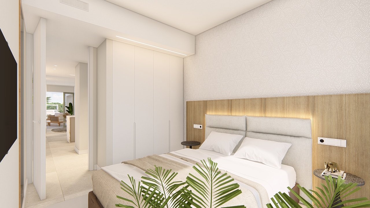 Penthouses with 3 bedrooms, air conditioning, private parking and communal pool, set within a beautiful golf resort just 500 metres from the beach