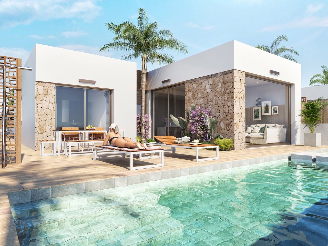 Los Alcázares: Villas with 3 bedrooms, 2 bathrooms, optional roof terrace, private parking and private pool at La Serena Golf Los Alcázares: Villas with 3 bedrooms, 2 bathrooms, optional roof terrace, private parking and private pool at La Serena Golf