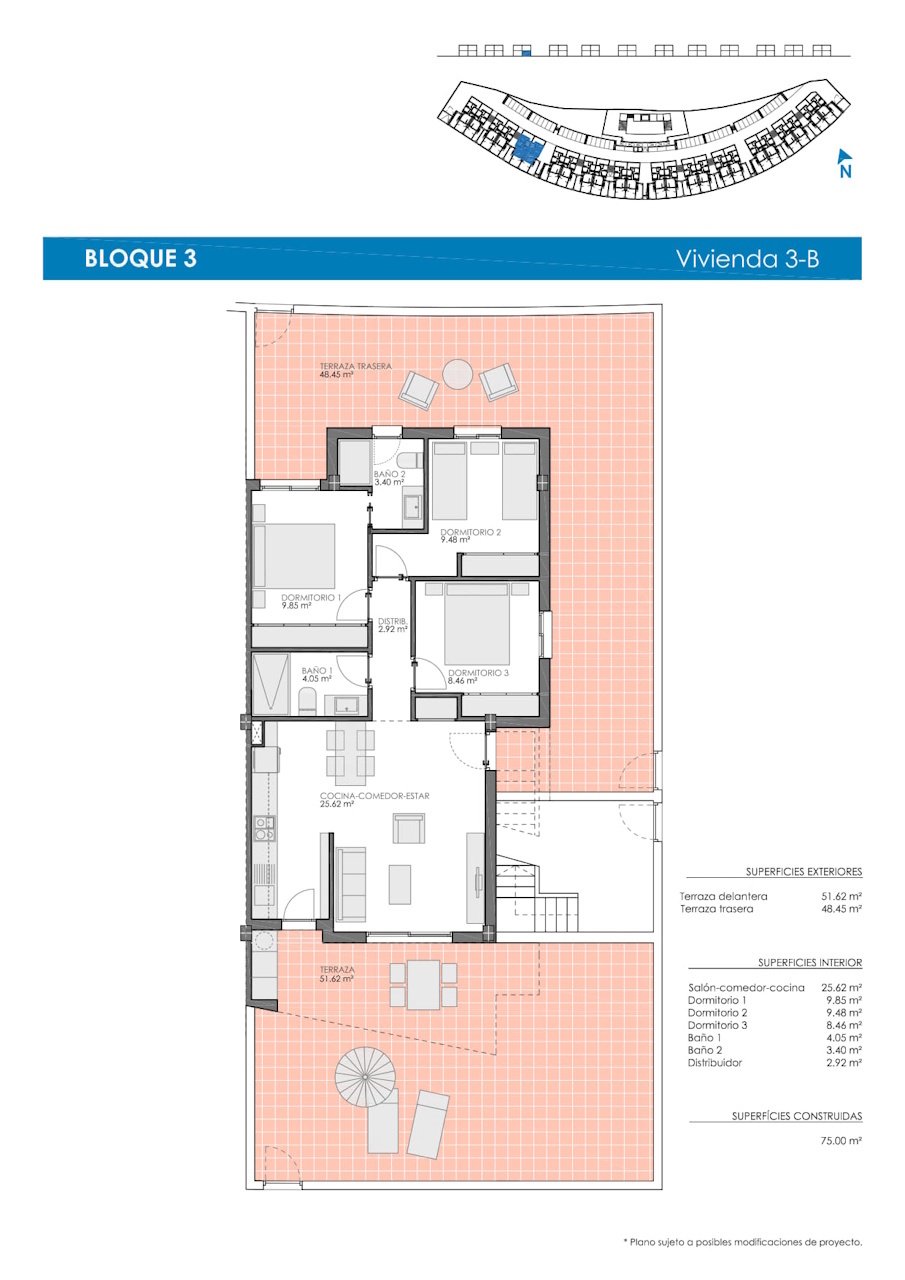 Ground floor apartments with 3 bedrooms, 2 bathrooms, private parking and communal pool at Lo Romero Golf Course
