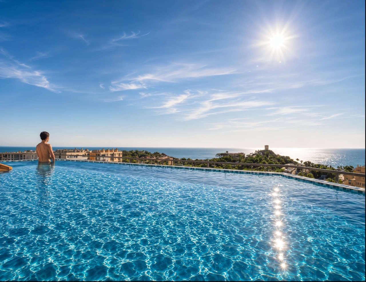 Penthouses with 2 bedrooms, 2 bathrooms, air conditioning, underfloor heating in bathrooms, private parking and communal pool only 650 m from beach