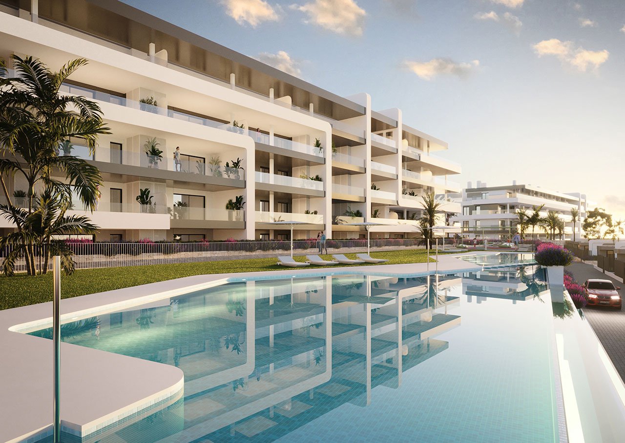 Penthouses with 3 bedrooms, 2 bathrooms, air conditioning, sea views, communal pool and private underground parking on the Bonalba Golf course