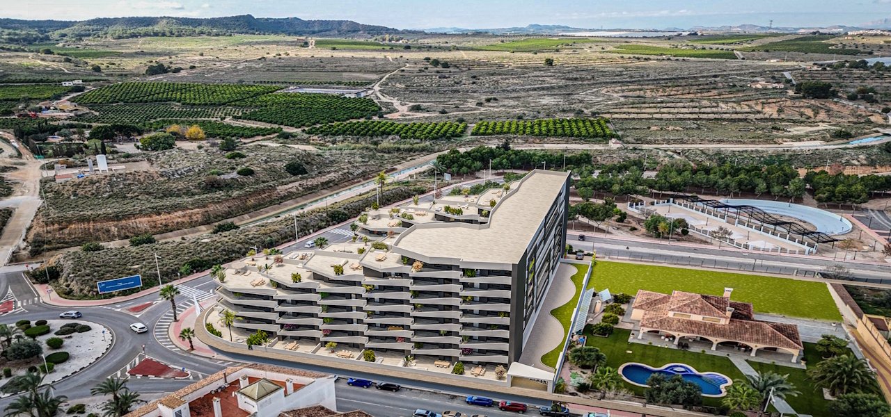Modern apartments with 2 bedrooms, 2 bathrooms, spacious terrace, private parking and communal pool