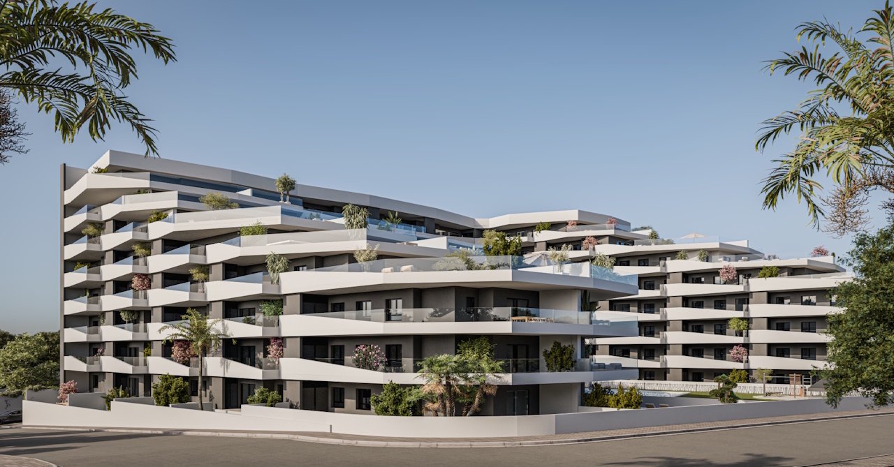 Modern apartments with 2 bedrooms, 2 bathrooms, spacious terrace, private parking and communal pool