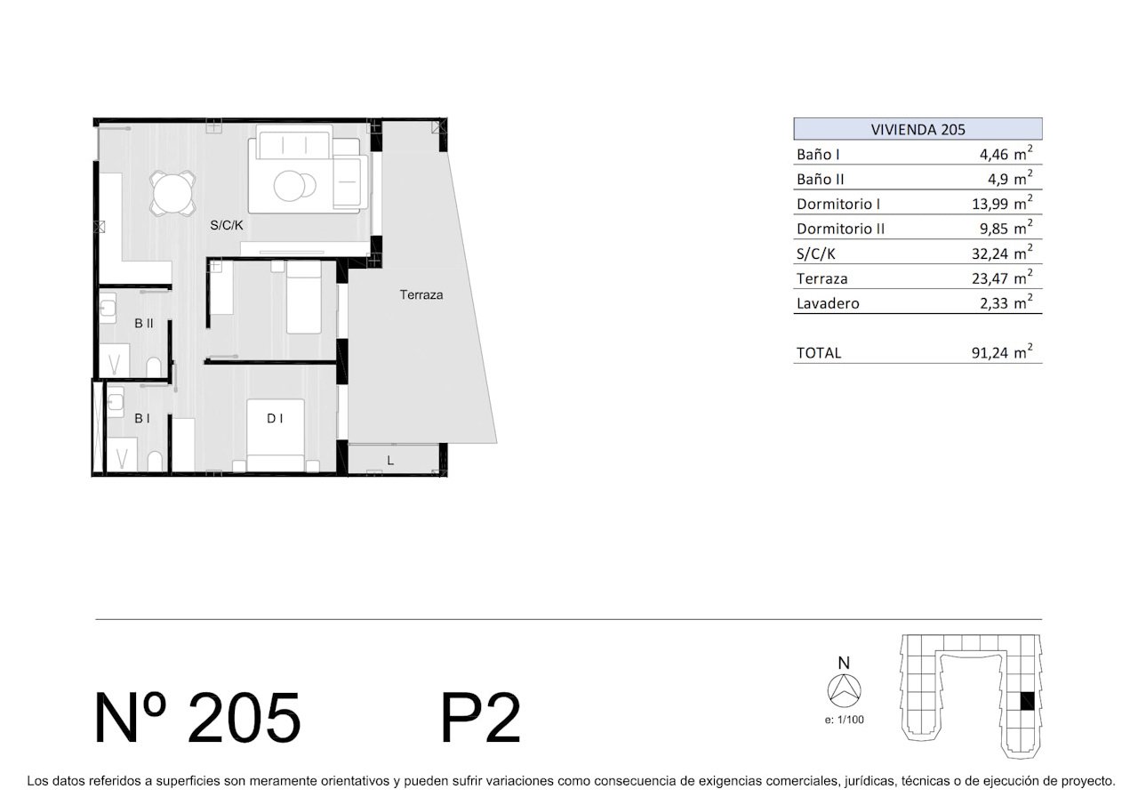 Modern apartments with 2 bedrooms, 2 bathrooms, spacious terrace, private parking and communal pool