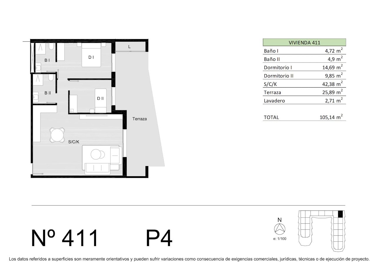 Modern apartments with 2 bedrooms, 2 bathrooms, spacious terrace, private parking and communal pool