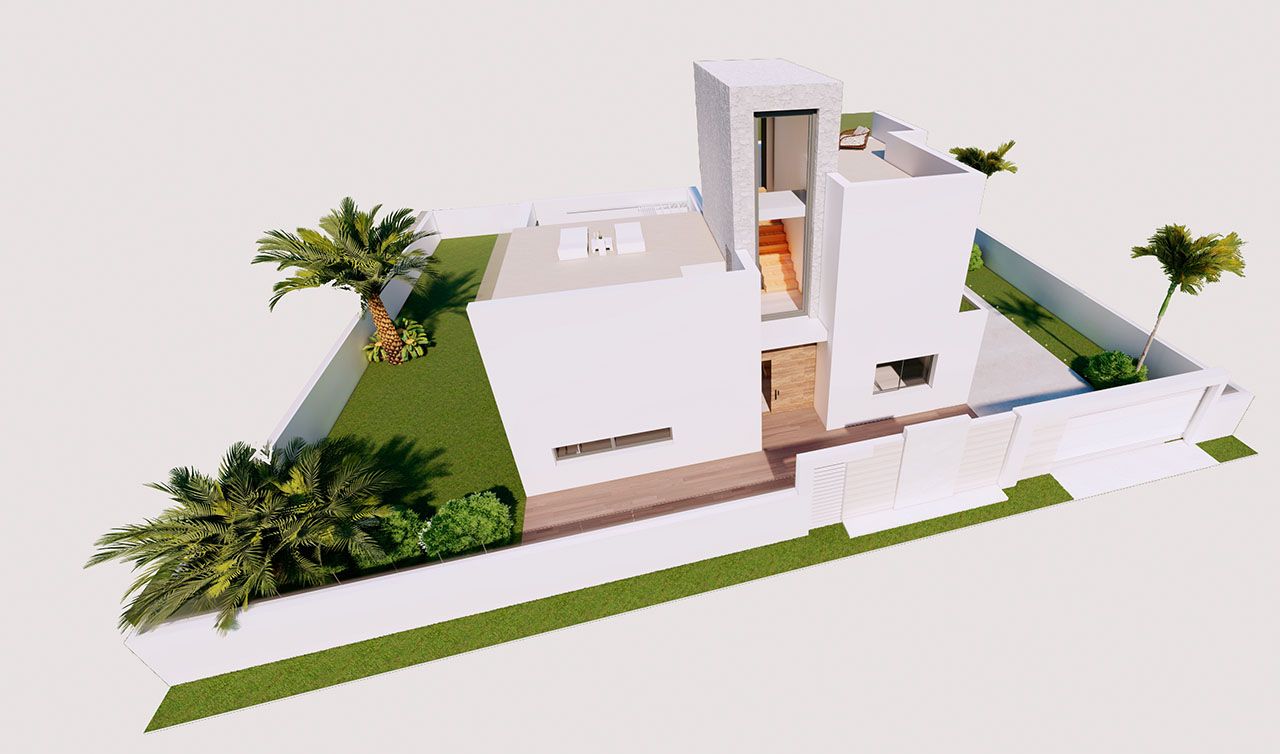 Exclusiv 3 bed villas with sea views, roof terraces, private pool and optional basement