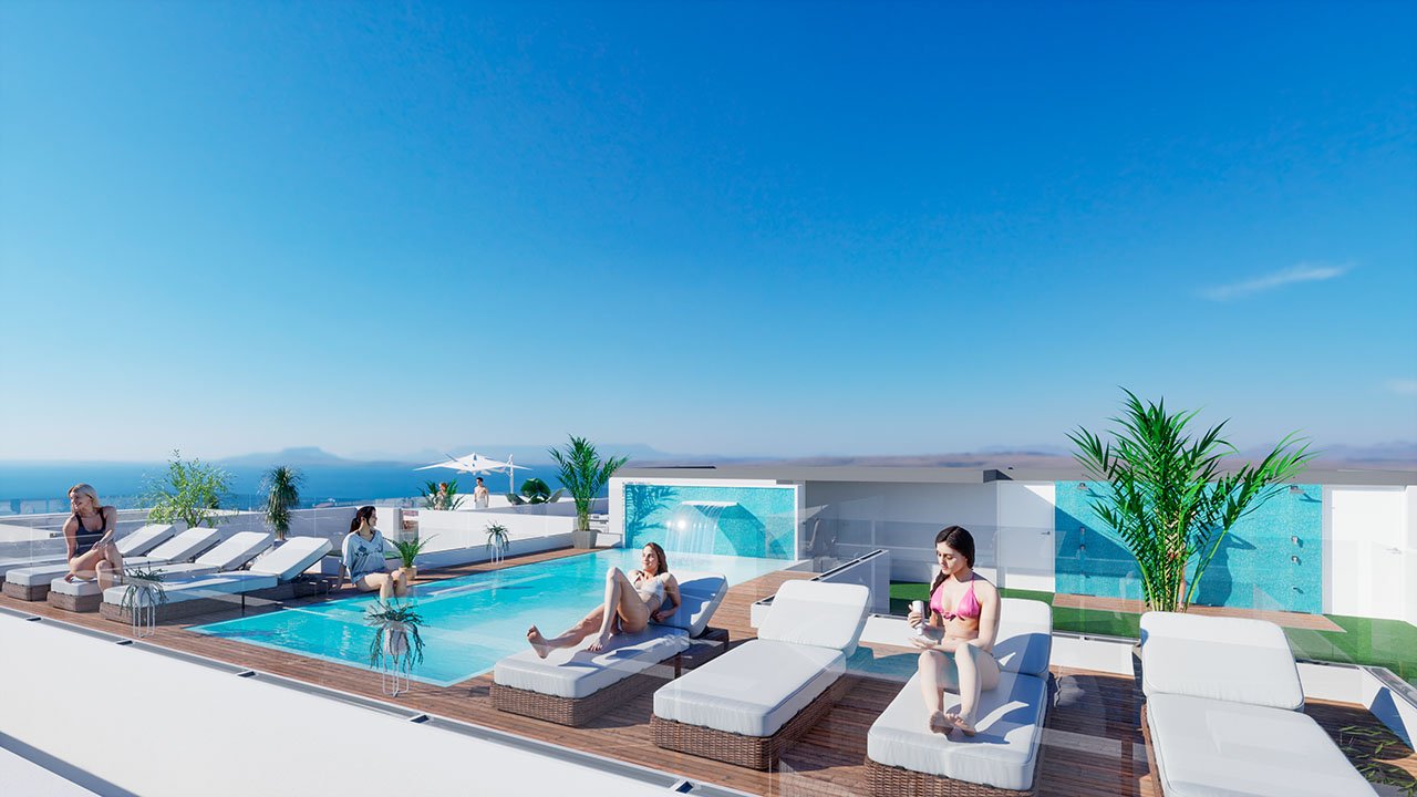 Apartments with 3 bedrooms, 2 bathrooms and communal pool only approx. 160 m from the Los Locos beach