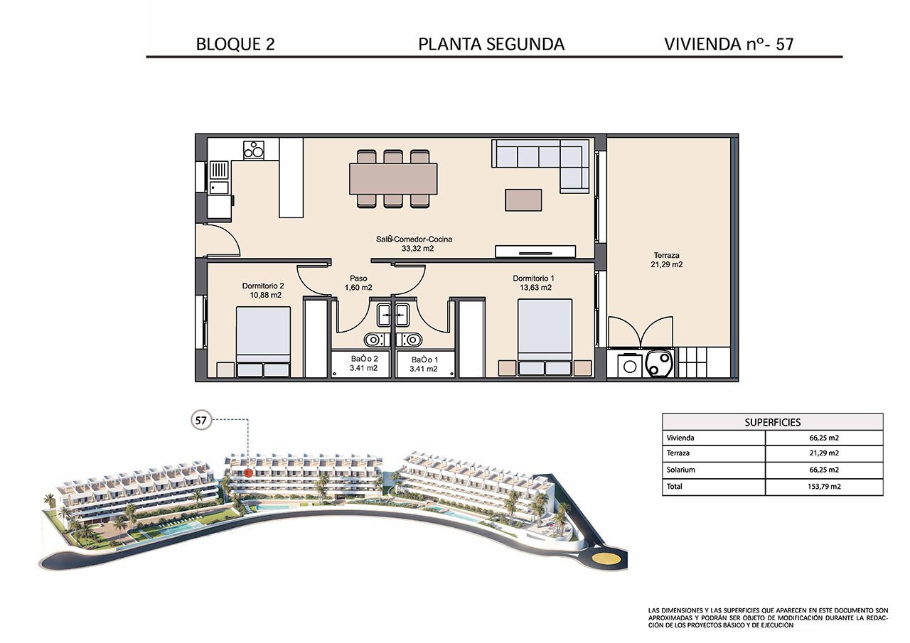 Áticos de 2 dormitorios y 2 baños con solario, piscinas comunitarias y vistas al mar
