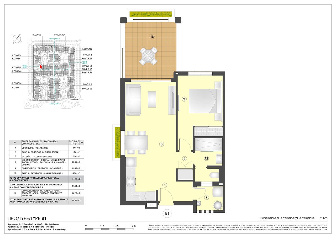 Bungalows de 1 dormitorio y 1 baño con parking en sótano y piscina comunitaria a tan solo 500 m de la playa