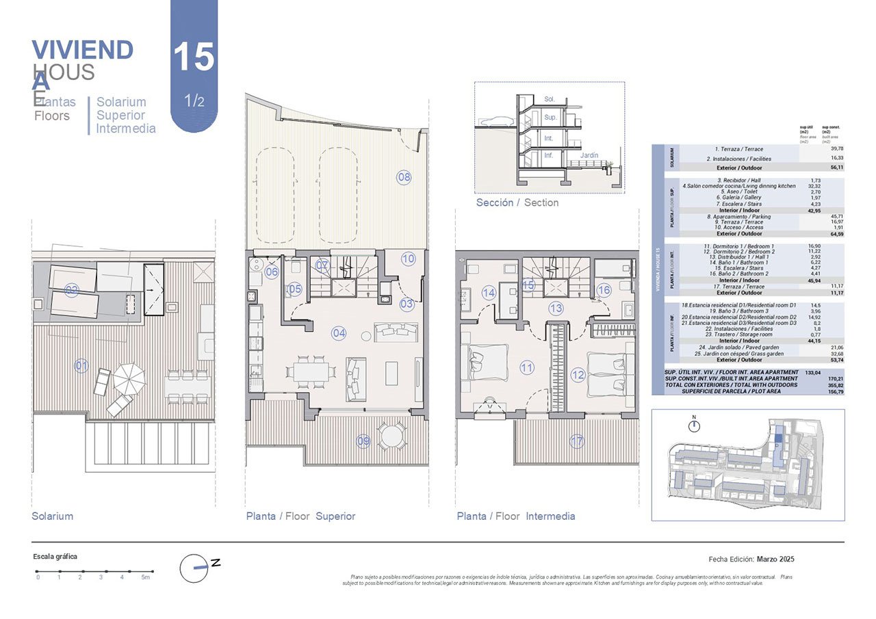 Adosados de 4 dormitorios y 3 baños con aseo, vistas al mar, aire acondicionado, parking privado y piscina comunitaria