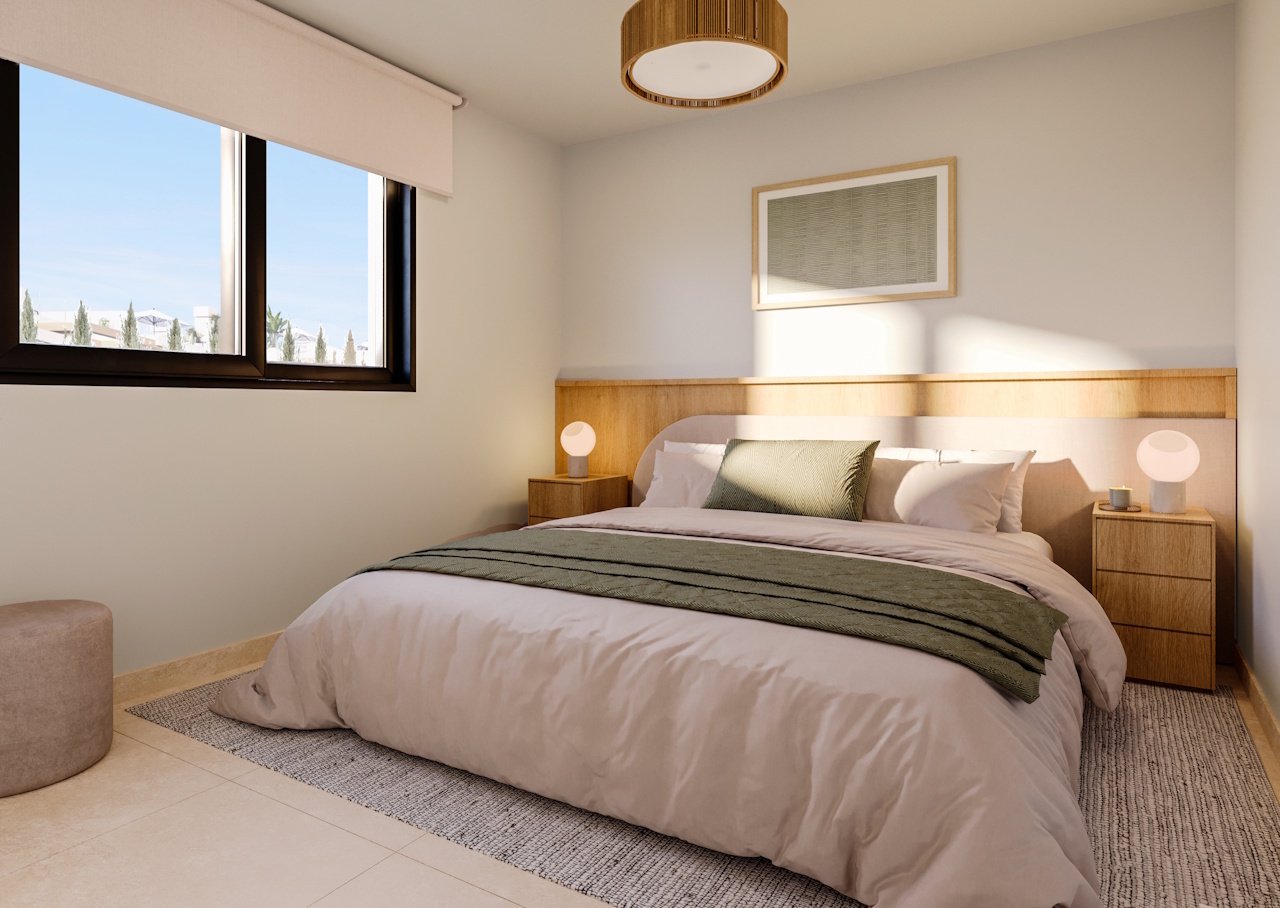 Bungalows bajos de 3 dormitorios y 2 baños con parking privado, piscinas comunitarias y jacuzzis climatizados