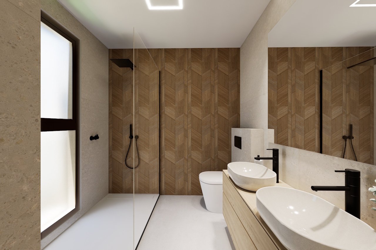 Bungalows altos de 3 dormitorios y 2 baños con solárium, parking privado subterráneo y piscina comunitaria junto a Serena Golf