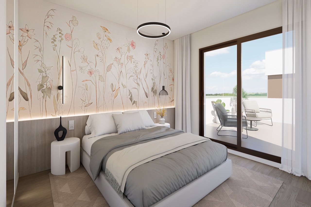 Villas de 3 dormitorios y 2 baños con aseo, parking privado subterráneo y piscina comunitaria junto a Serena Golf